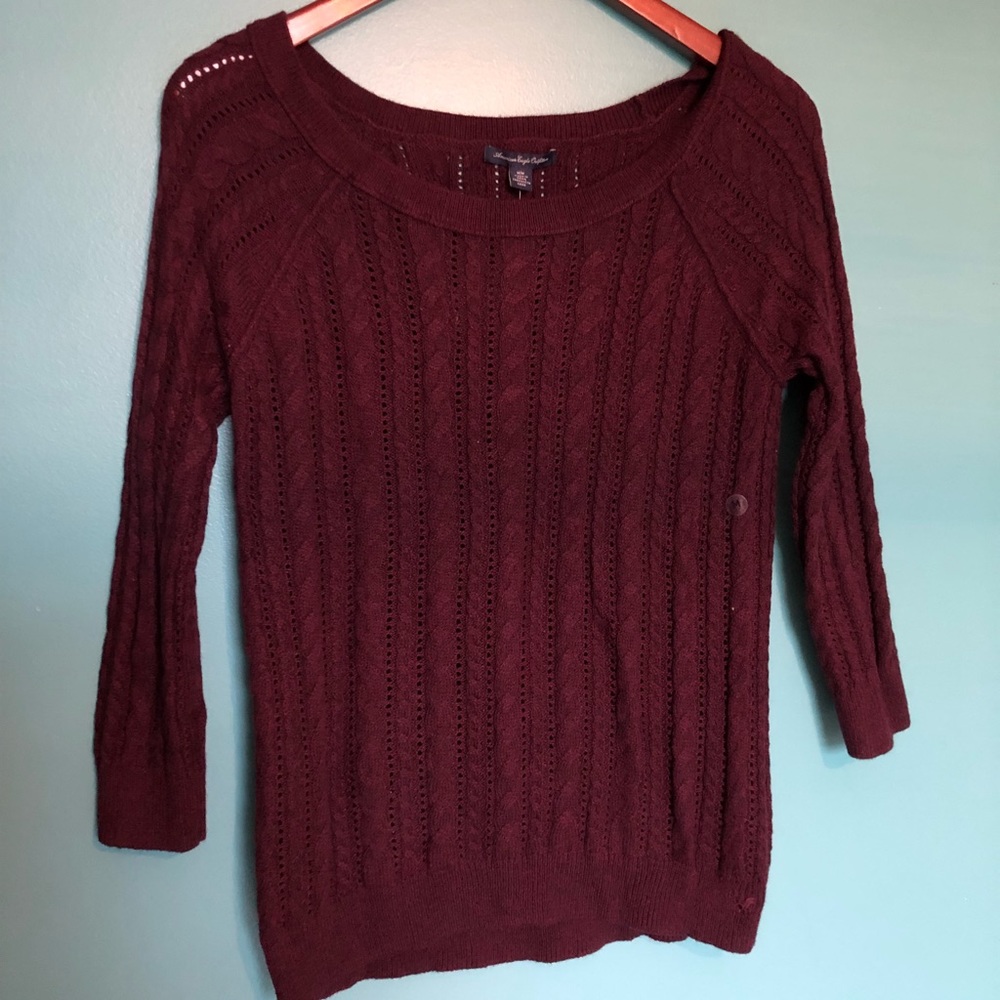 American Eagle cable knit 3/4 sleeve sweater
